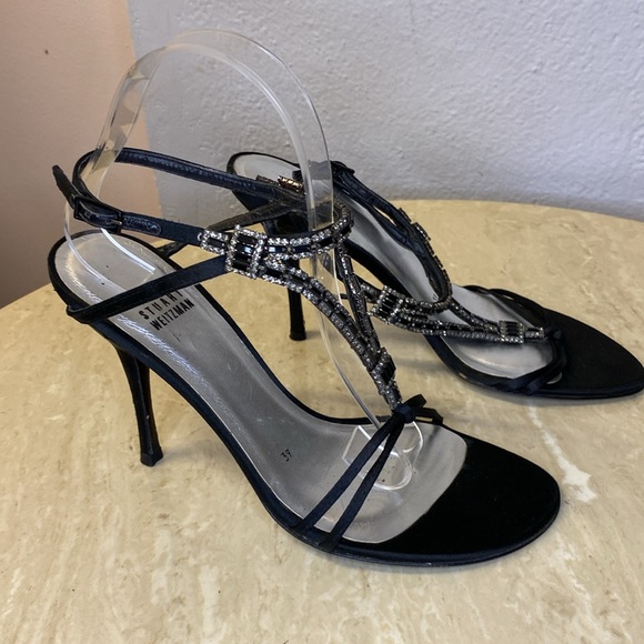 Stuart Weitzman Satin Rhinestone Sandals, 39 - Picture 3 of 8